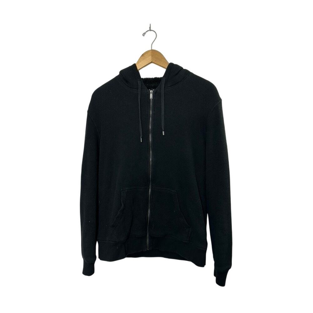 Michael Kors Black Sherpa Fleece Lined Full Zip Hooded Jacket Men's Size Large